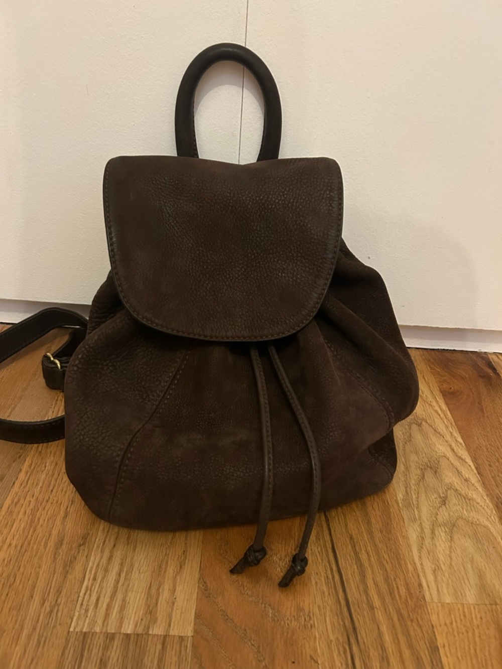 COACH Vintage Brown Suede Leather Drawstring Backpack Italian Y2K